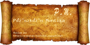 Pászkán Montika névjegykártya